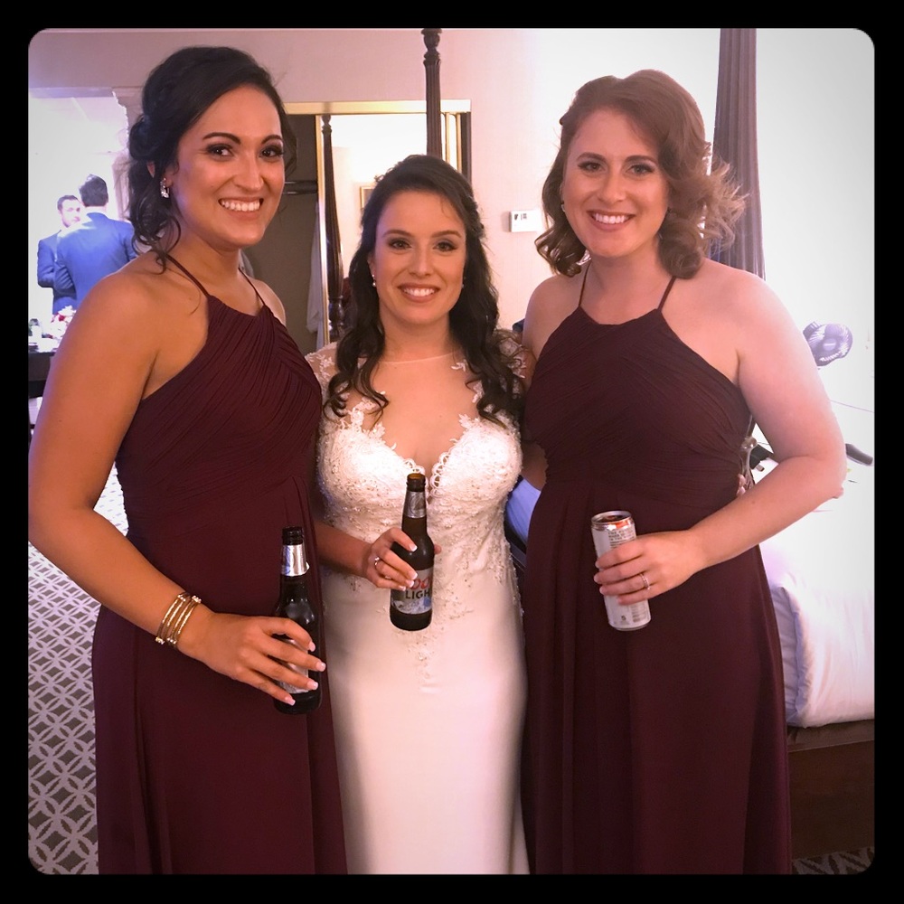 Levkoff bridesmaid dress in wine color-Style 7001.